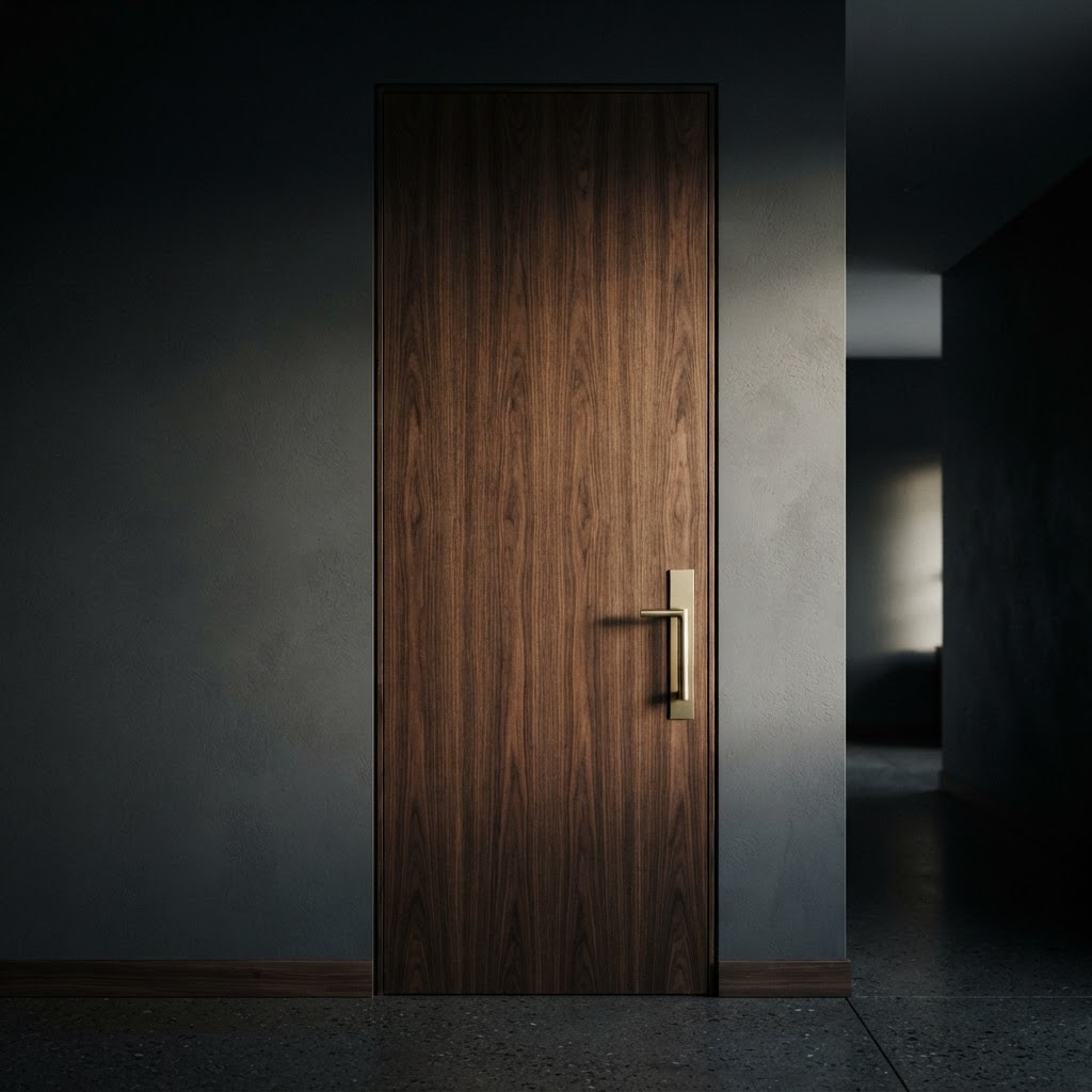 Ușă Moric DESIGN din furnir de nuc, cu freze verticale